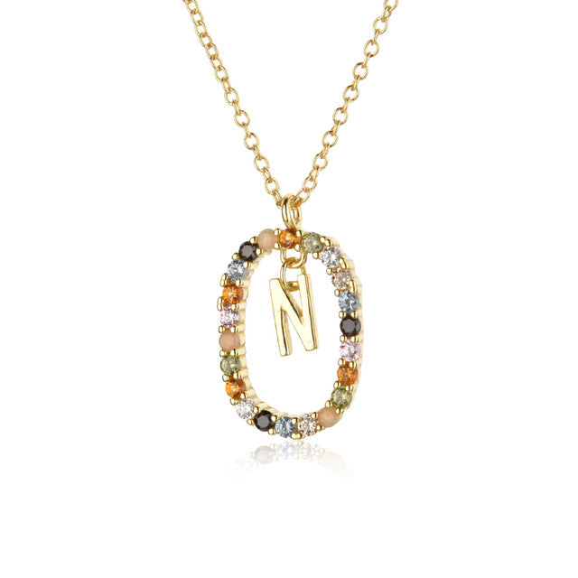 Collares de cobre de cristal de piedra preciosa de alfabeto al por mayor