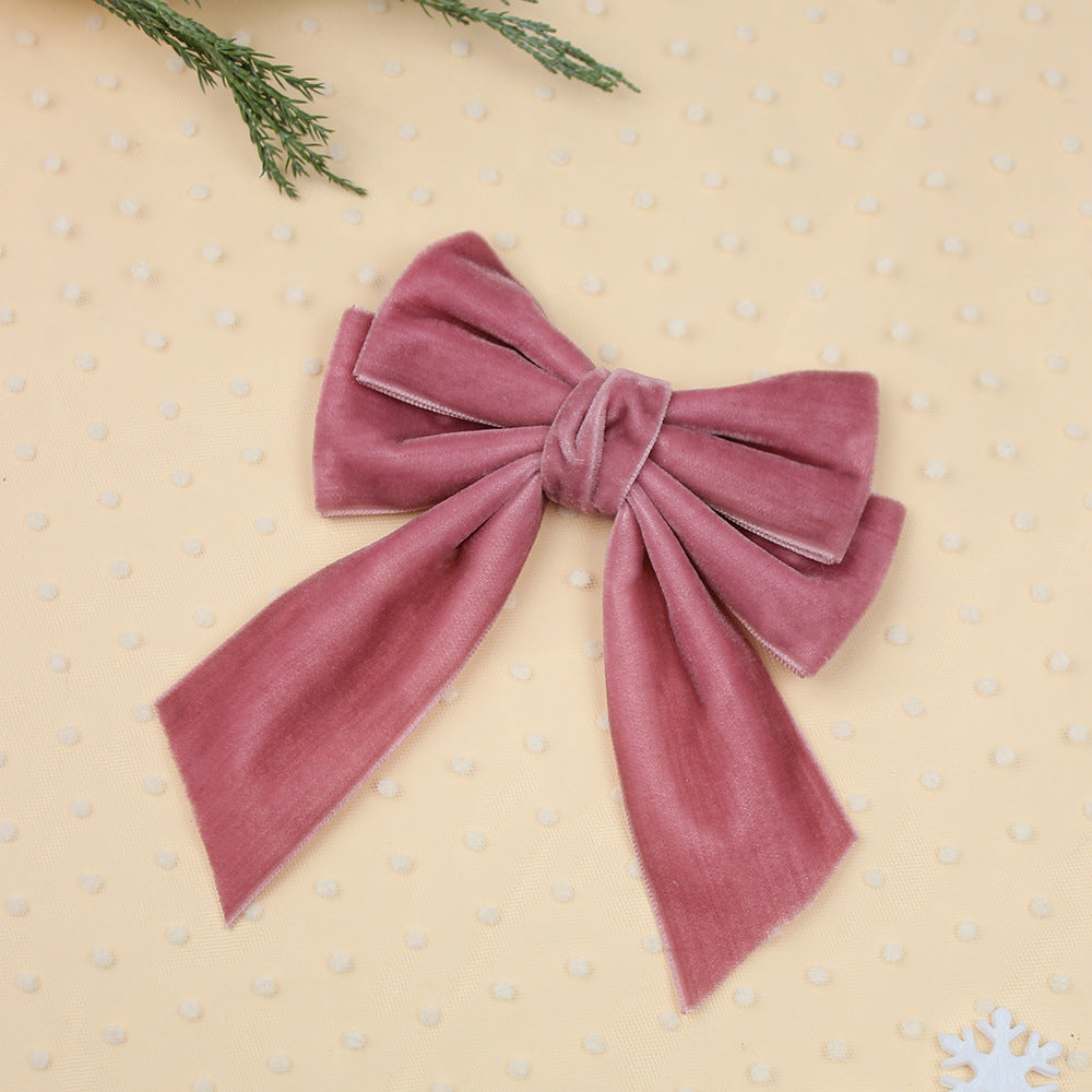 Wholesale 5pcs A-grade Velvet Christmas Velvet Ribbon Bow Sweet Hair Clip