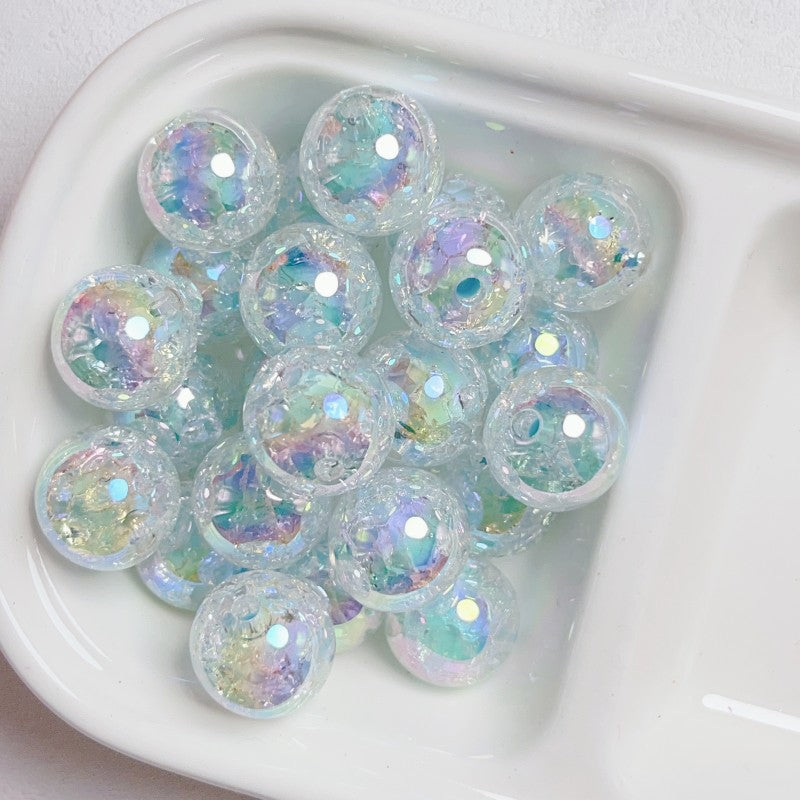 Wholesale 10pcs 16mm high quality uv electroplating burst sugar core round beads