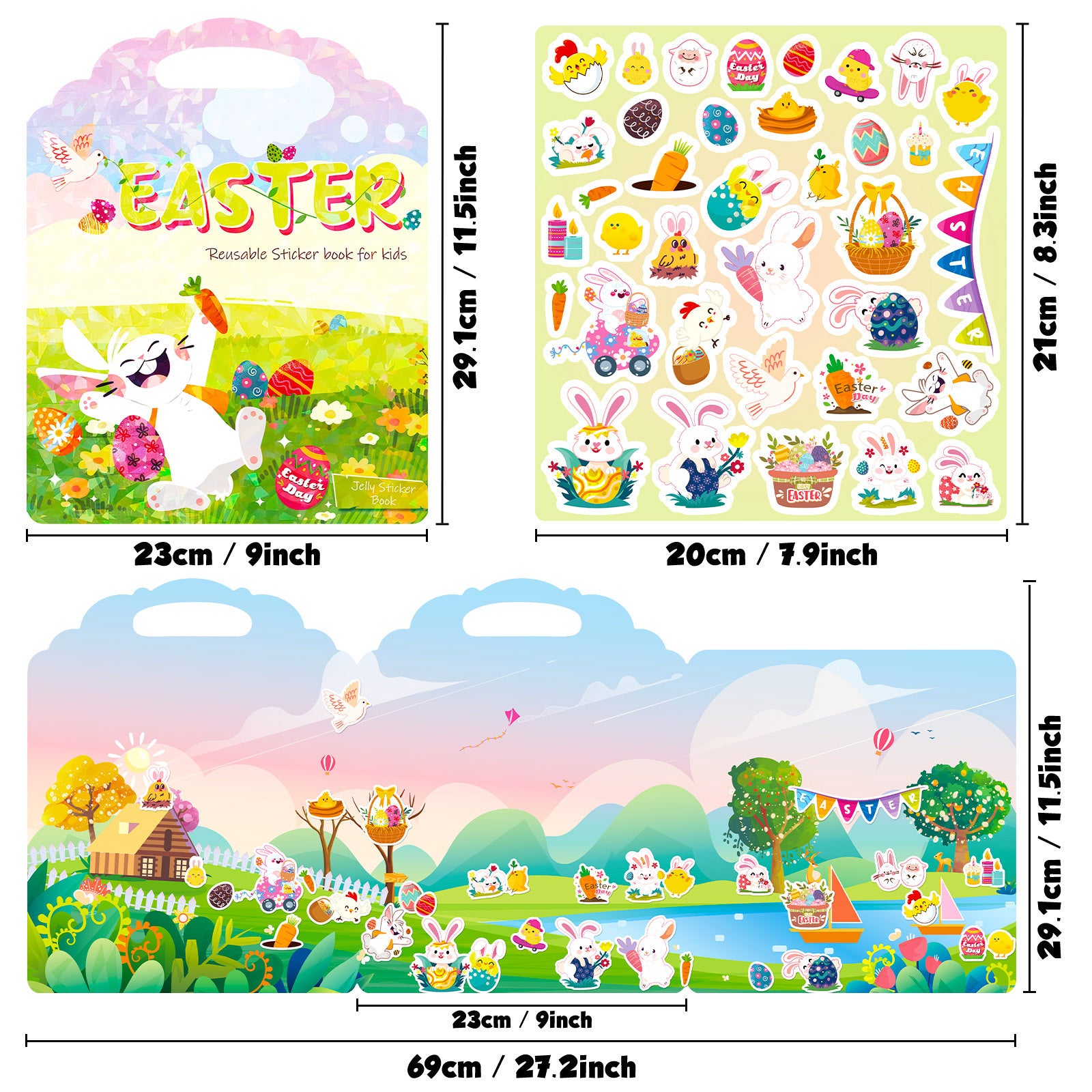 Wholesale Easter style kindergarten children's enlightenment education repeated anti-fruit jelly sticker book