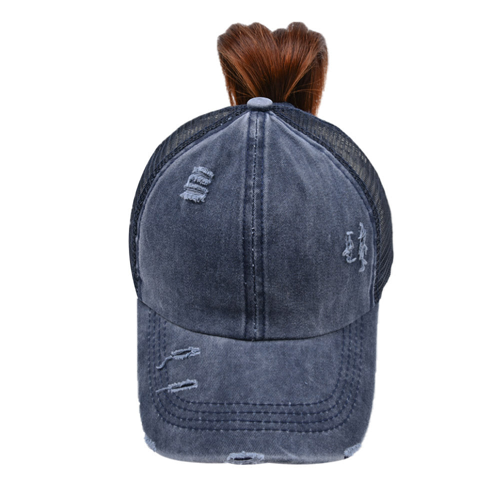 Wholesale Washed Cross Ponytail Fashionable Outdoor Sun Shading Duckbill Hat
