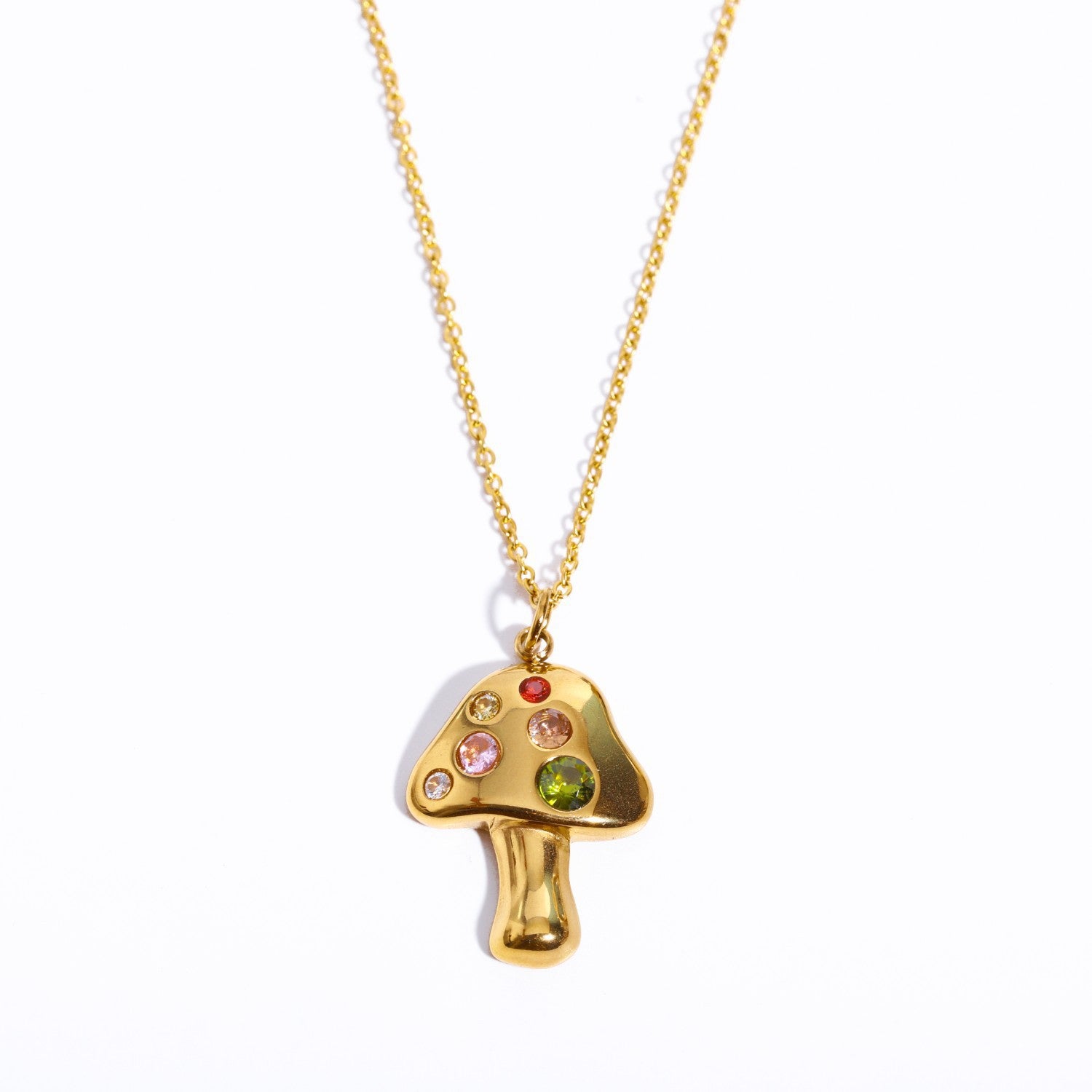 Wholesale Golden Mushroom Lucky Symbol Gold Plated Necklace