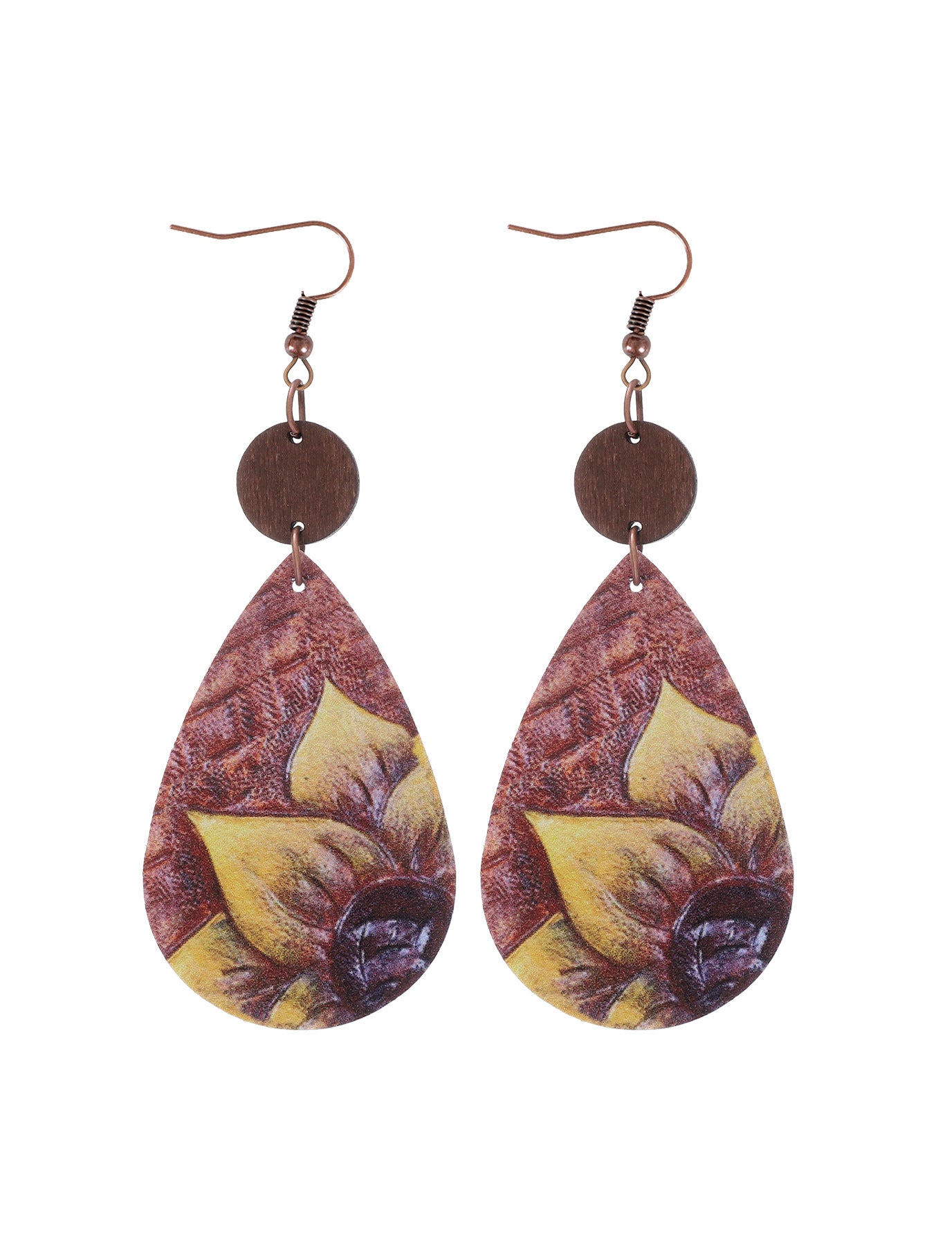 Wholesale Cactus-patterned leather earrings