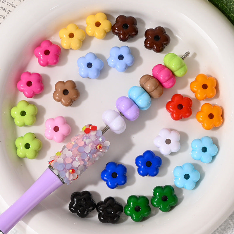 Wholesale 10pcs 14mm Macaron-colored Acrylic Flower Acrylic Beads