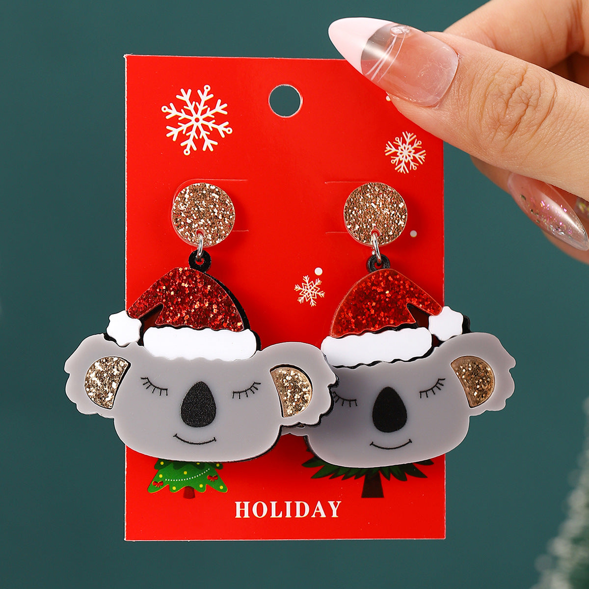 Wholesale Christmas cartoon diamond alloy earrings