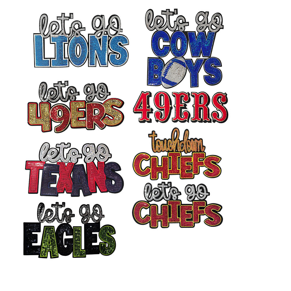 Wholesale Let S Go Series Sports Team Sequin Iron On Patch Chic Embroidered Decorative Accessory Great For Gift And Boutique Resale OLY Exclusive