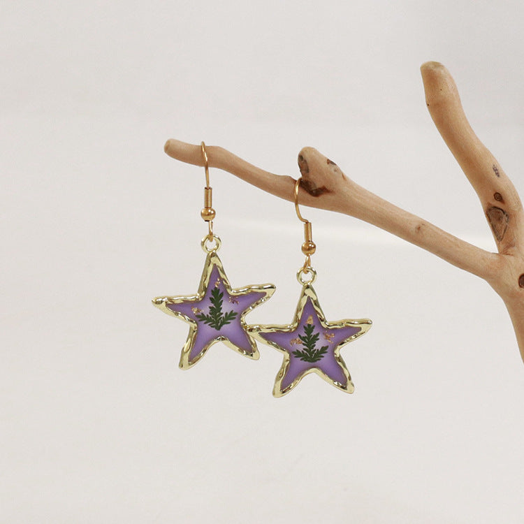 Wholesale 6pcs Small Fresh Five-pointed Star-shaped Immortal Flower Earrings