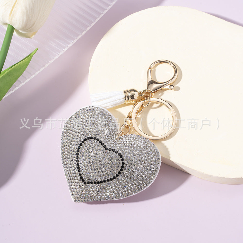 Wholesale Diamond-studded two-color heart-shaped creative keychain accessory