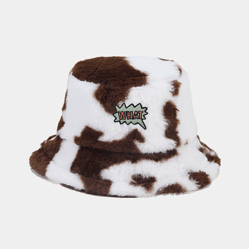 Wholesale Cow Pattern Fisherman Hat Plush Hat