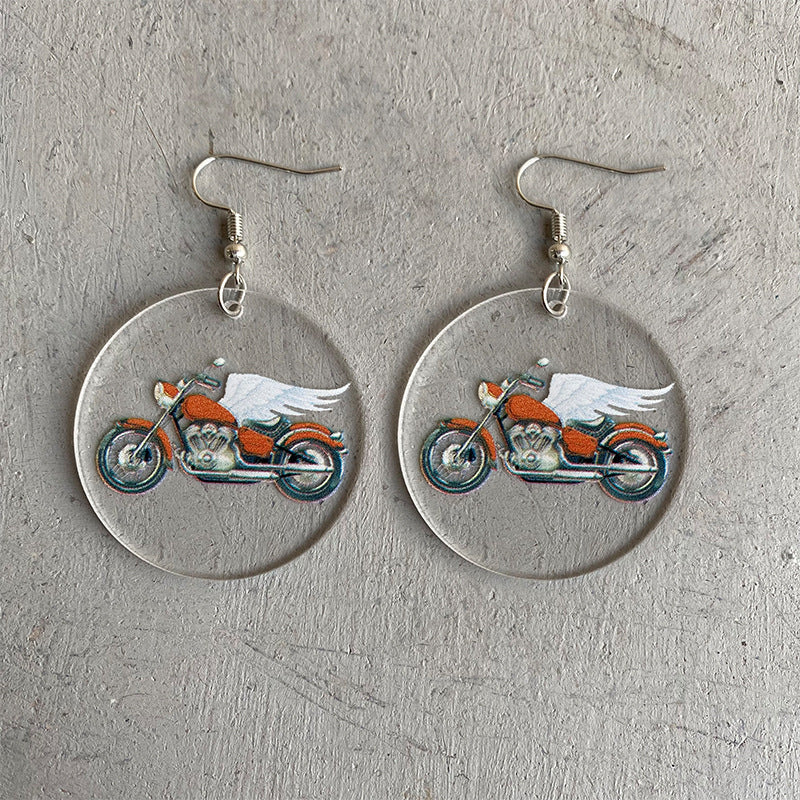 Wholesale 2PCS Sports Acrylic Skull Football Stick Motorcycle Earrings