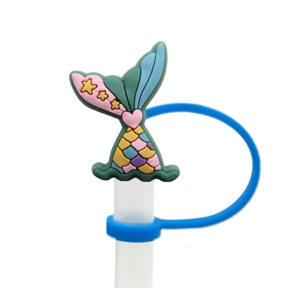 Wholesale 10pcs Cute Mermaid Cartoon Silicone Straw Cap