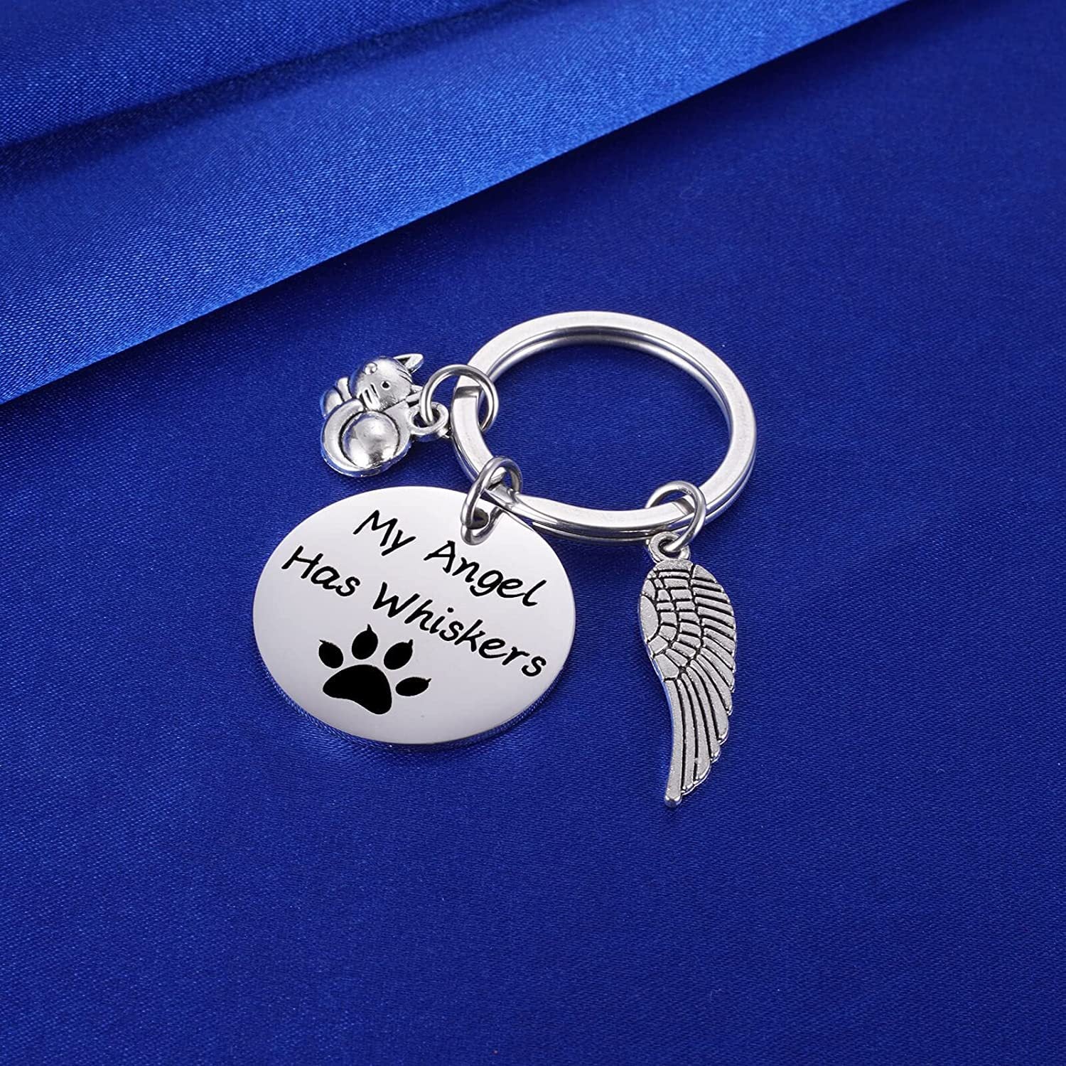 Llavero de gato de acero inoxidable al por mayor