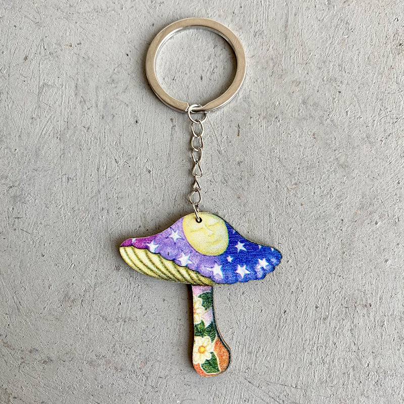 Wholesale 3pcs/pack Alloy Cartoon Colorful Mushroom Keychain