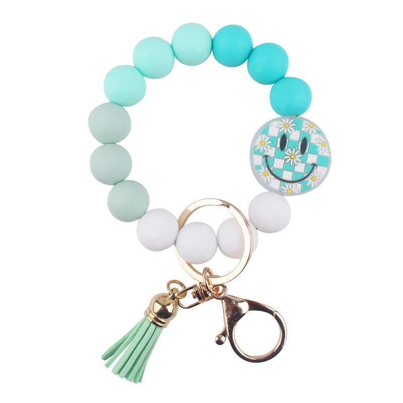 Wholesale 3pcs Cute smiley face silicone bead keychain pendant