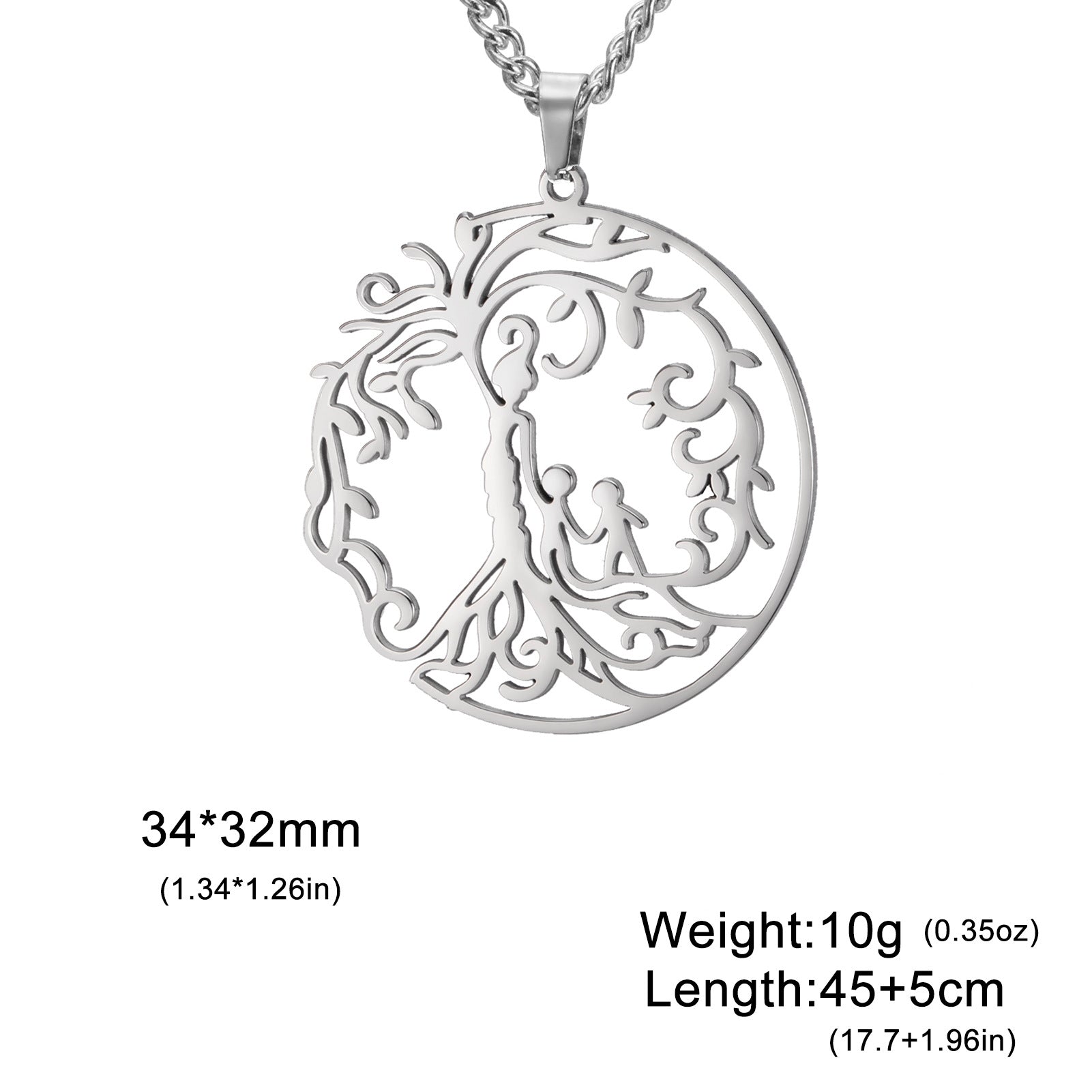 Wholesale Mother' s Day electroplated Tree of Life parent-child Stainless steel necklace