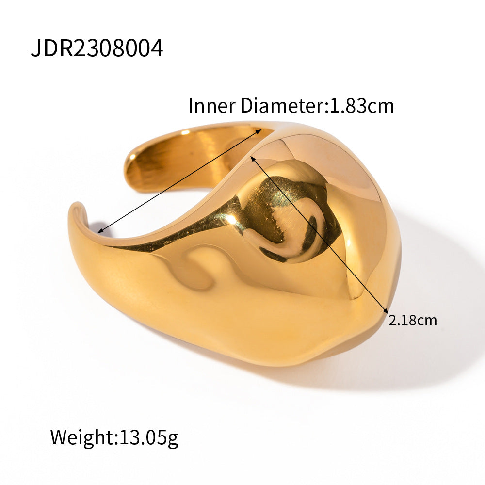 Wholesale 18K Gold Stainless Steel Chubby Open Spherical Hammer Ring