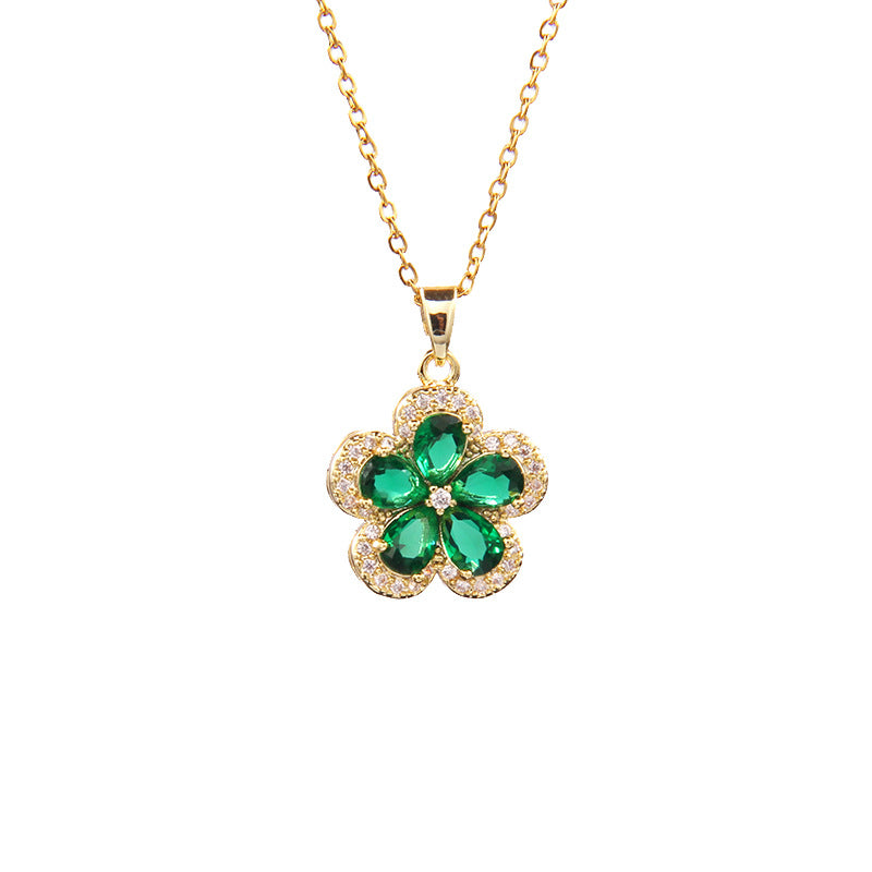 Wholesale Four-leaf Clover Flower Necklaces Pendant Clavicle Chain