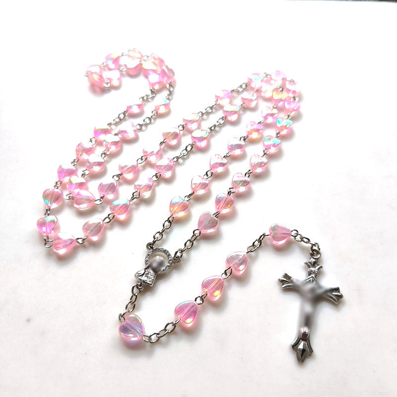 Wholesale cross pink love necklace beauty personality accessories