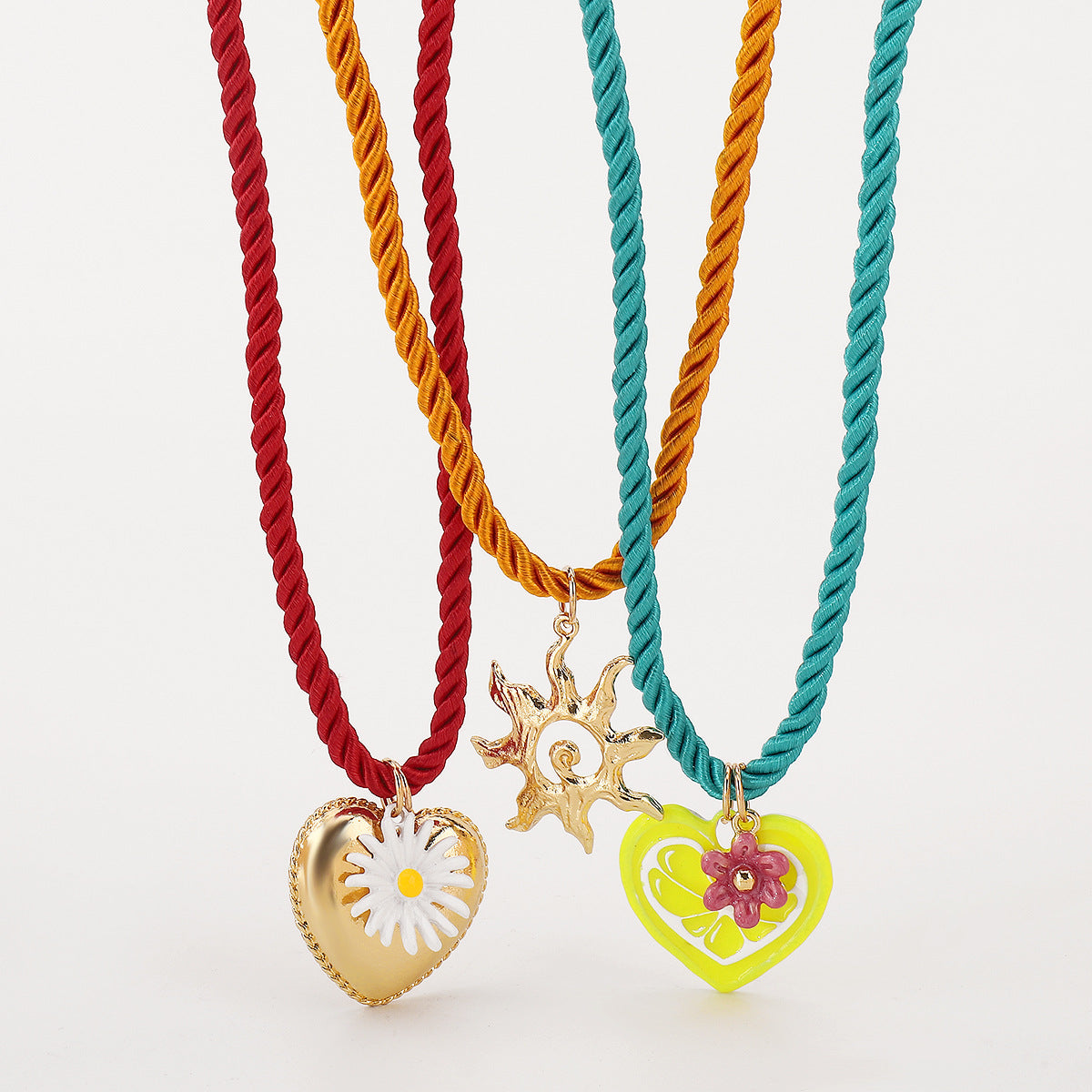 Wholesale N12627  Summer Cute Flower Sun Love Pendant Necklace