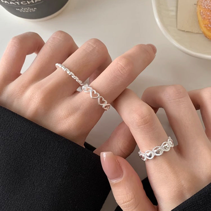 Wholesale Open Silver Plated Love Heart Stacking Ring