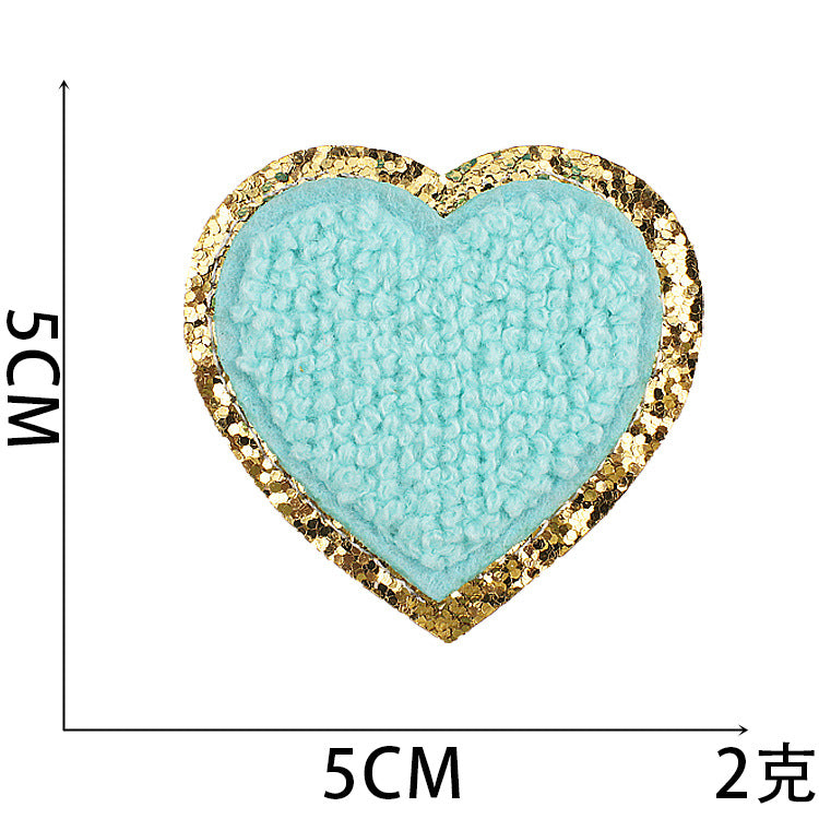 Wholesale Towel Embroidery Heart Glitter Patch Stylish Decorative Applique For Clothing Casual DIY Craft Supply