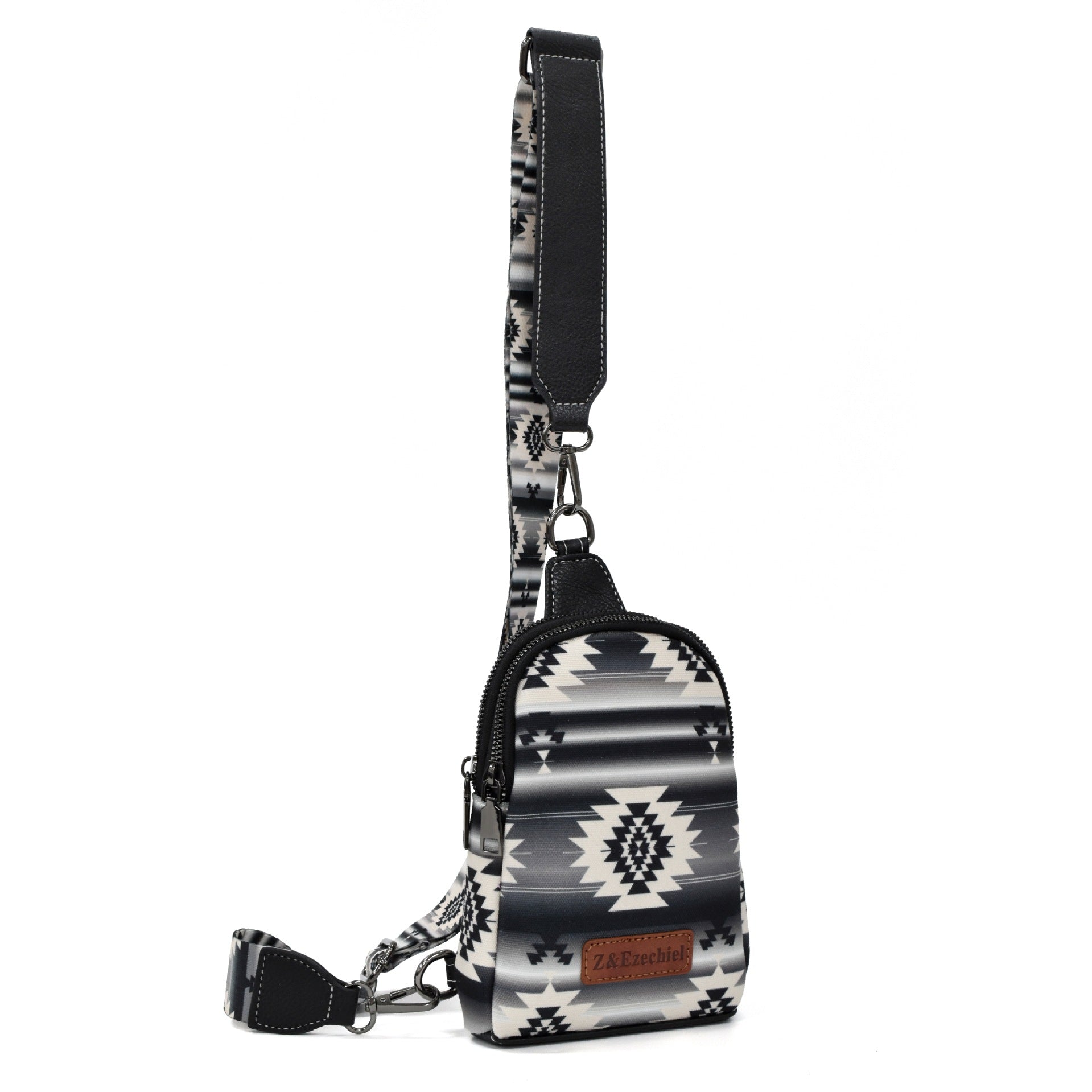 Wholesale Aztec Zipper Canvas Crossbody Bag Chest Bag