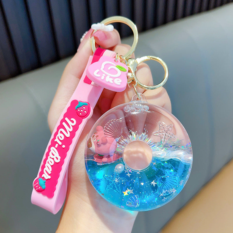Wholesale Donut Liquid Quicksand Oil-infused Acrylic Keychain