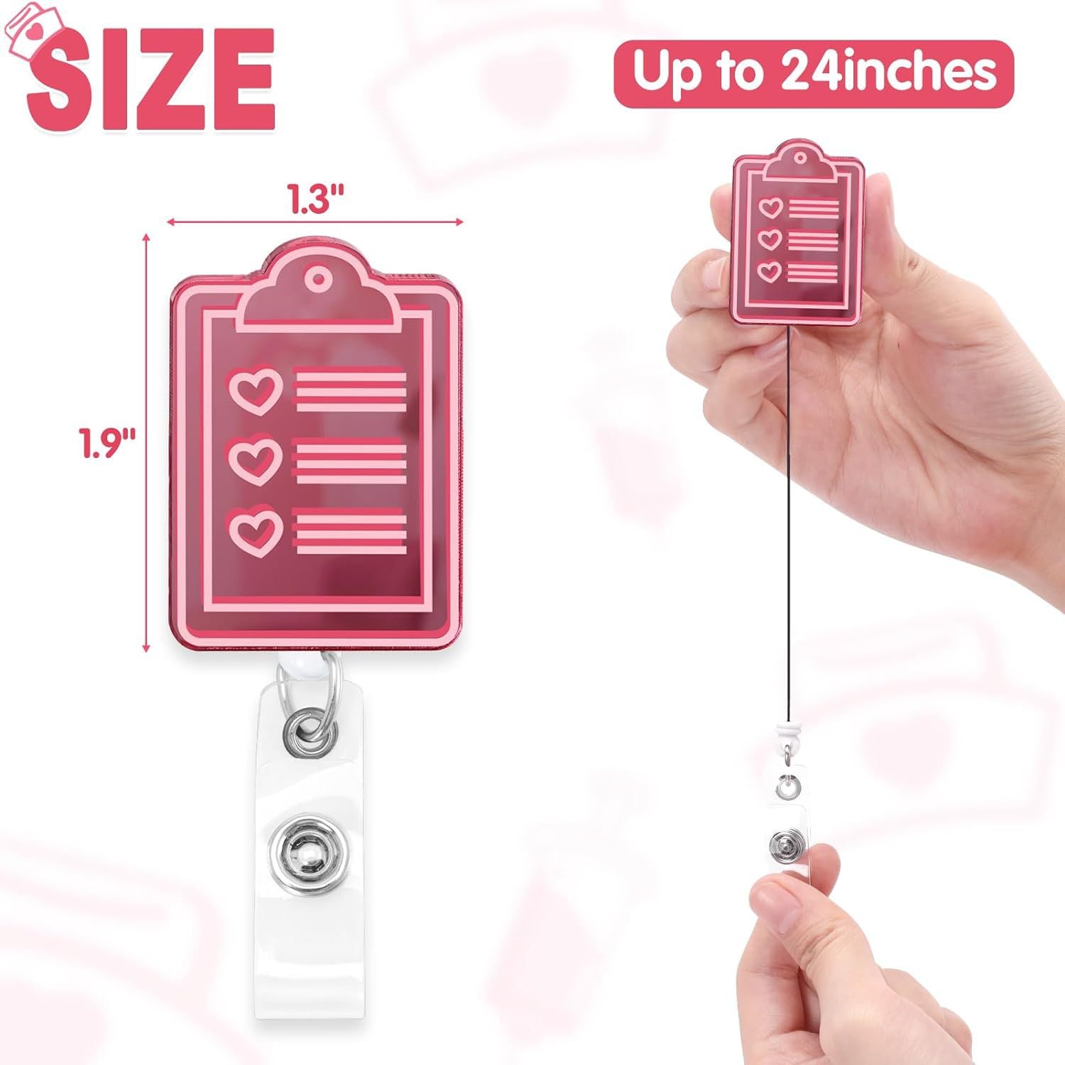 Wholesale PVC Gradient Color Medical Acrylic Badge Scroll Extendable Keychain