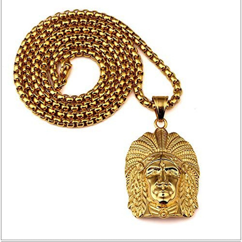 Wholesale Hip Hop Style Indian Pendant Stainless Steel Gold Plated Jewelry Accessory For Everyday Wear And Boutique Resale