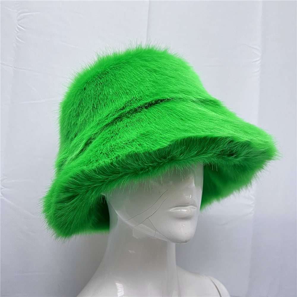 Wholesale Colorful Plush Imitation Fur Bucket Hat