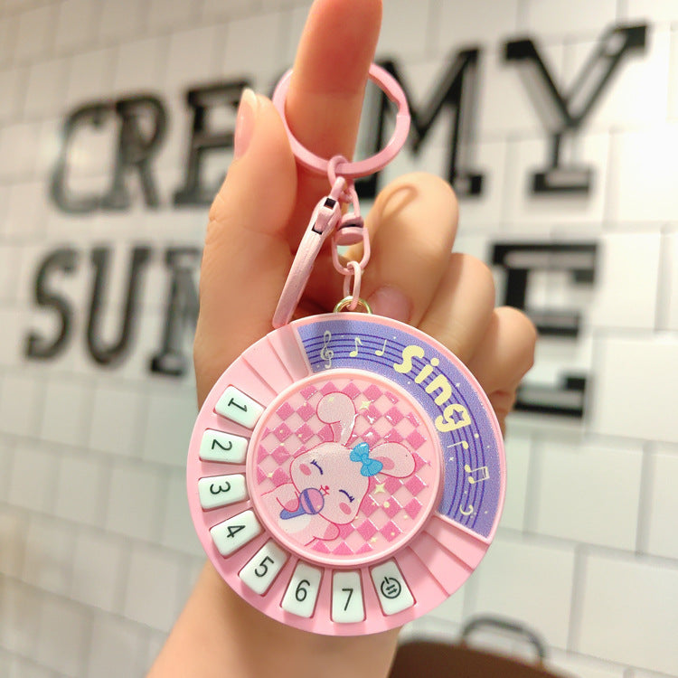 Wholesale Creative Girl Round Piano Plastic Keychains