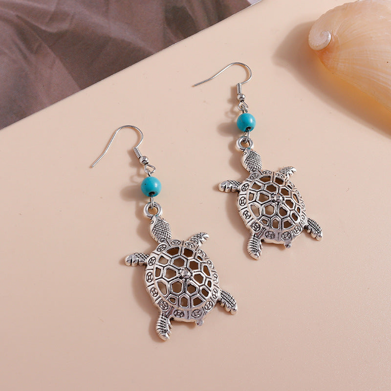 Wholesale hollow cute vintage alloy turtle earrings