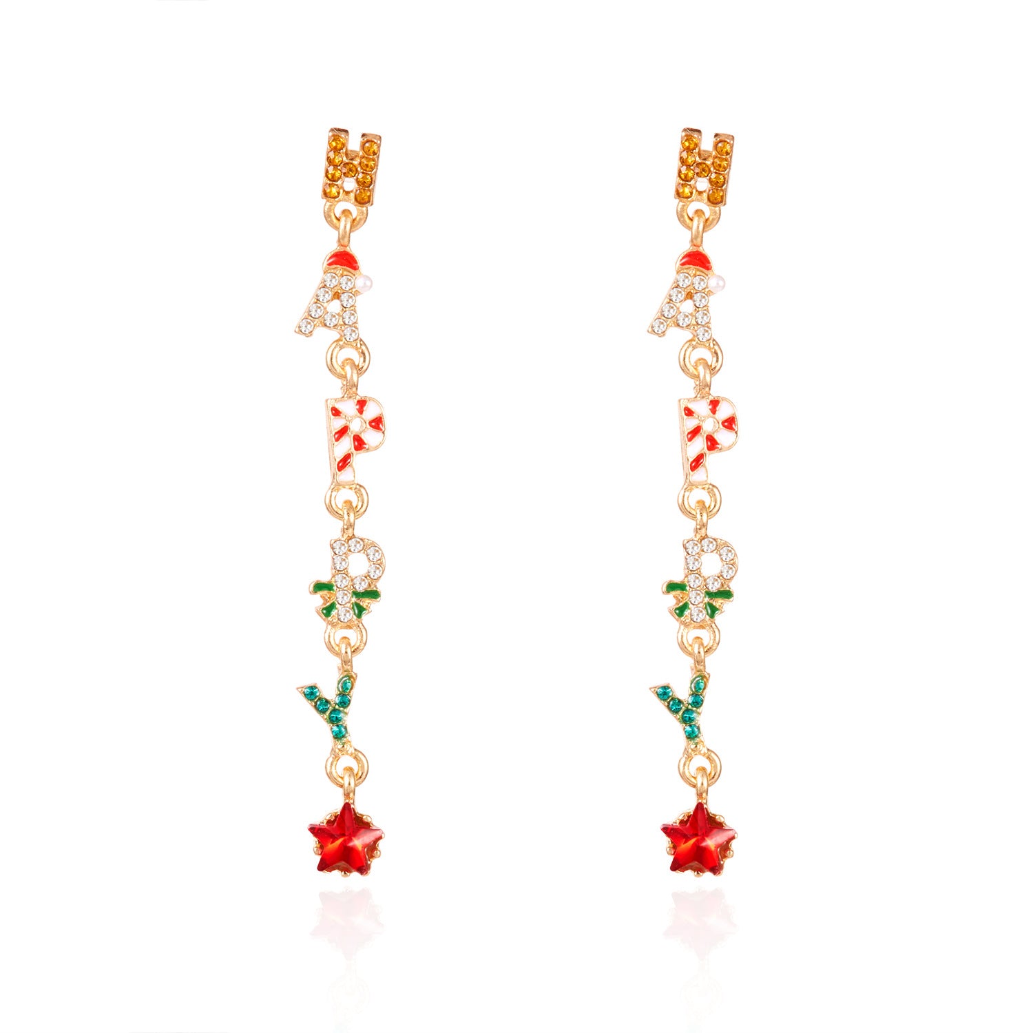 Wholesale Colorful diamond Christmas tree earrings