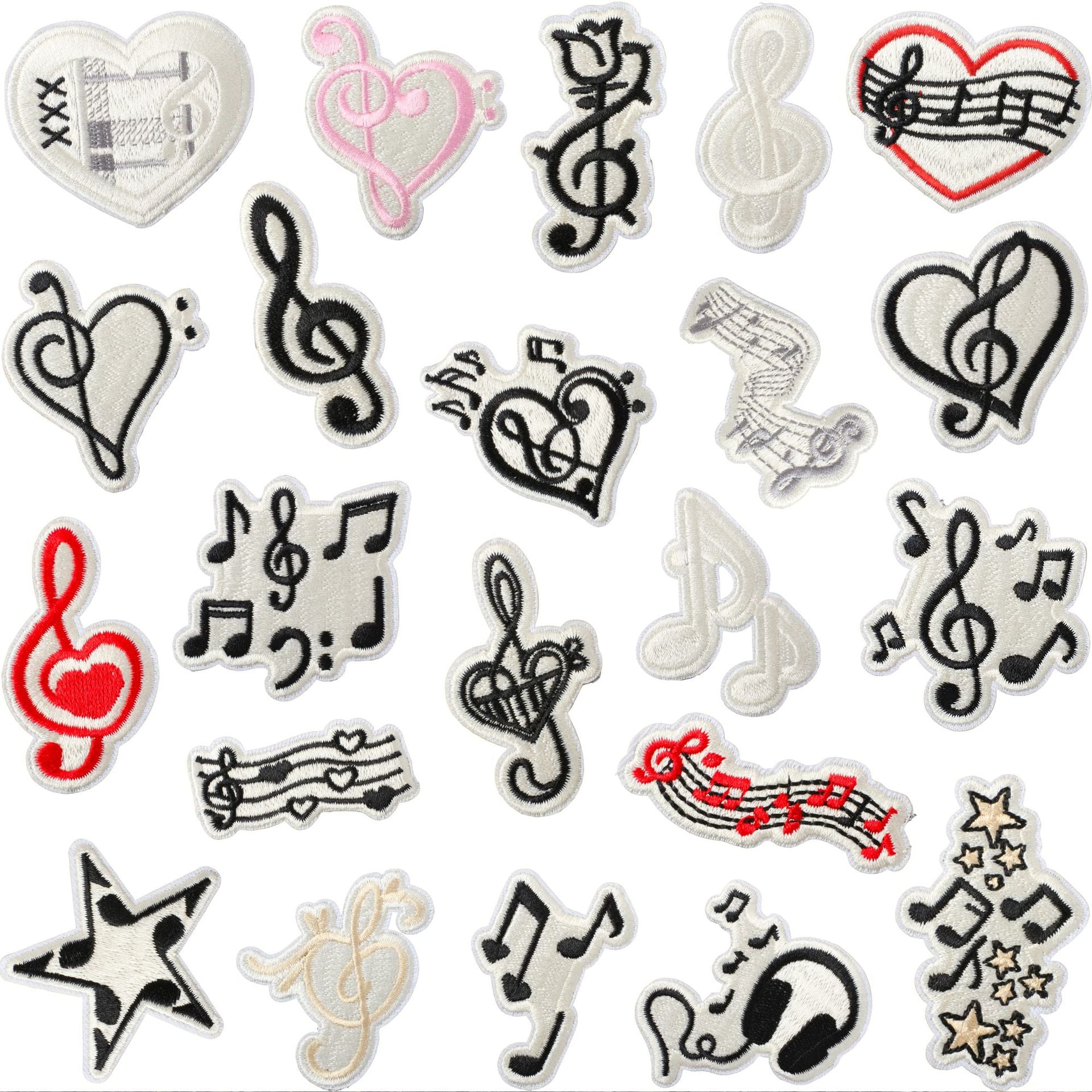 Wholesale Music Note Embroidered Patches For Clothing DIY Repair Decorative Self Adhesive Craft Accessory