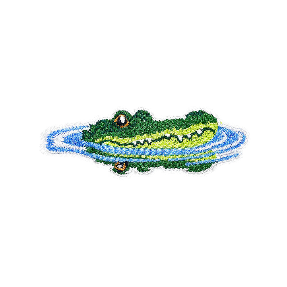 Wholesale Polyester Embroidered Cartoon Crocodile Patch DIY Iron On Applique For Shoes Hats Fashion Accessory