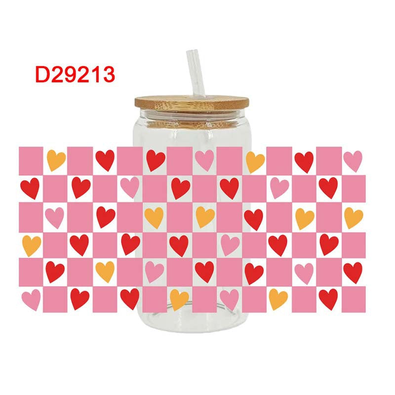 Wholesale Love Skeleton Cartoon Bear Valentine's Day 16oz Cup UV DTF Wraps