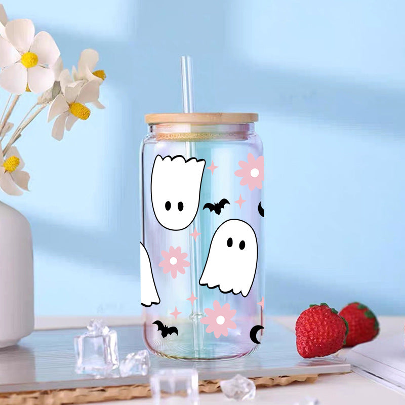 Wholesale Pumpkin Ghost Bat Halloween  16oz Cup UV DTF Wraps
