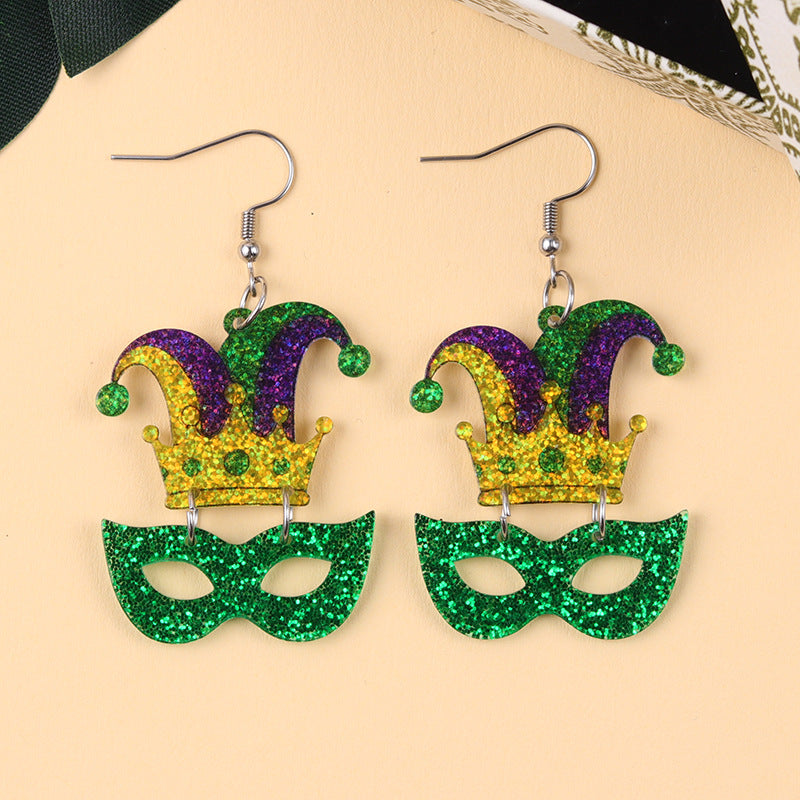 Wholesale Carnival Mask Crown Hat Acrylic Earrings