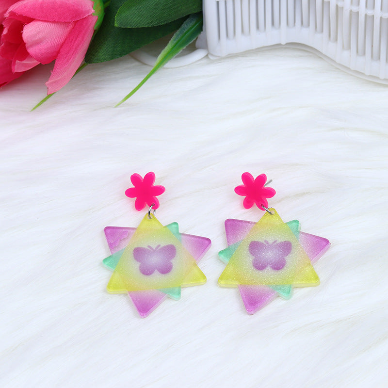 Wholesale Valentine' s Day Earrings Acrylic Splicing Fashionable t Heart Earrings