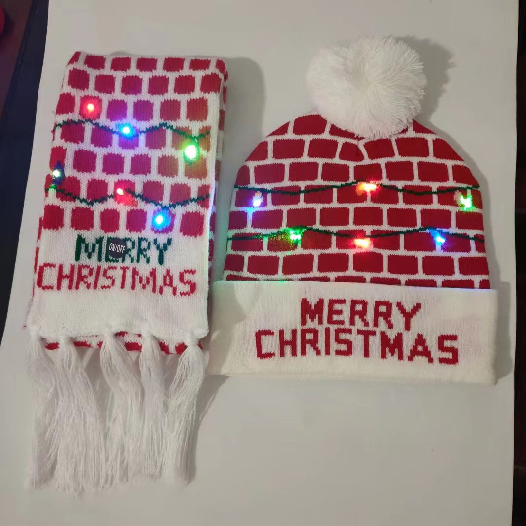 Conjunto de bufanda de sombrero de Navidad LED de acrílico al por mayor