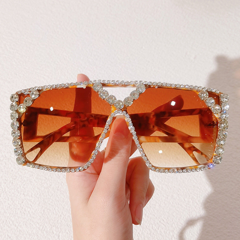 Wholesale Large Frame Diamond Fashion Diamond Sunglasses