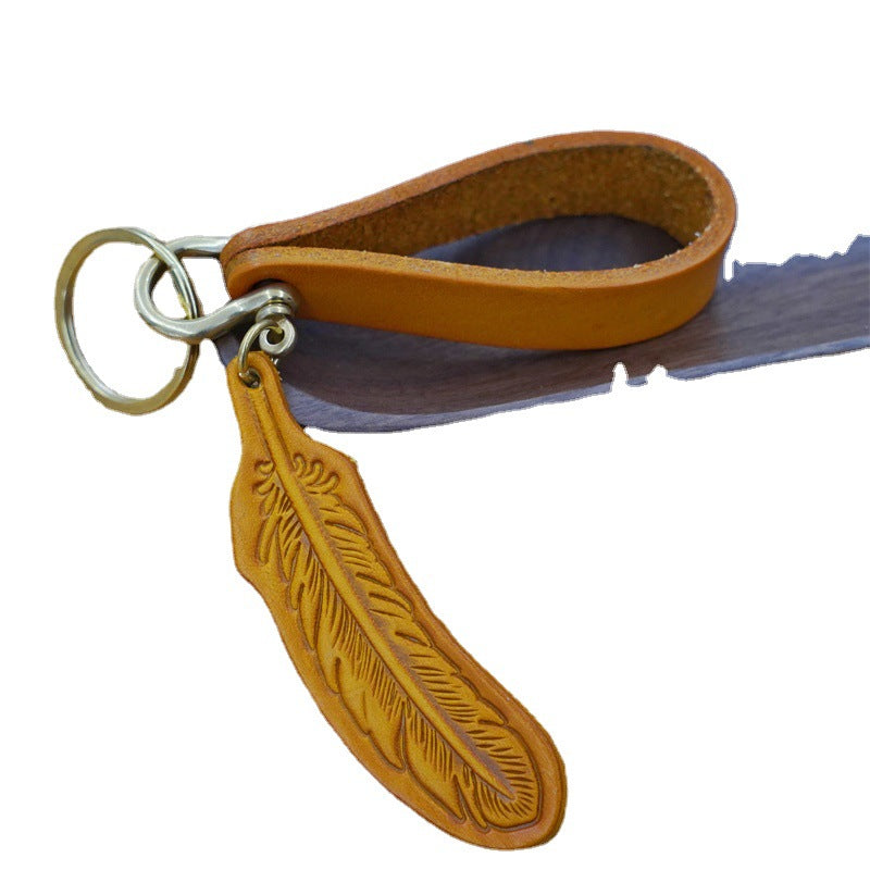 Wholesale Cowhide Feather Keychains