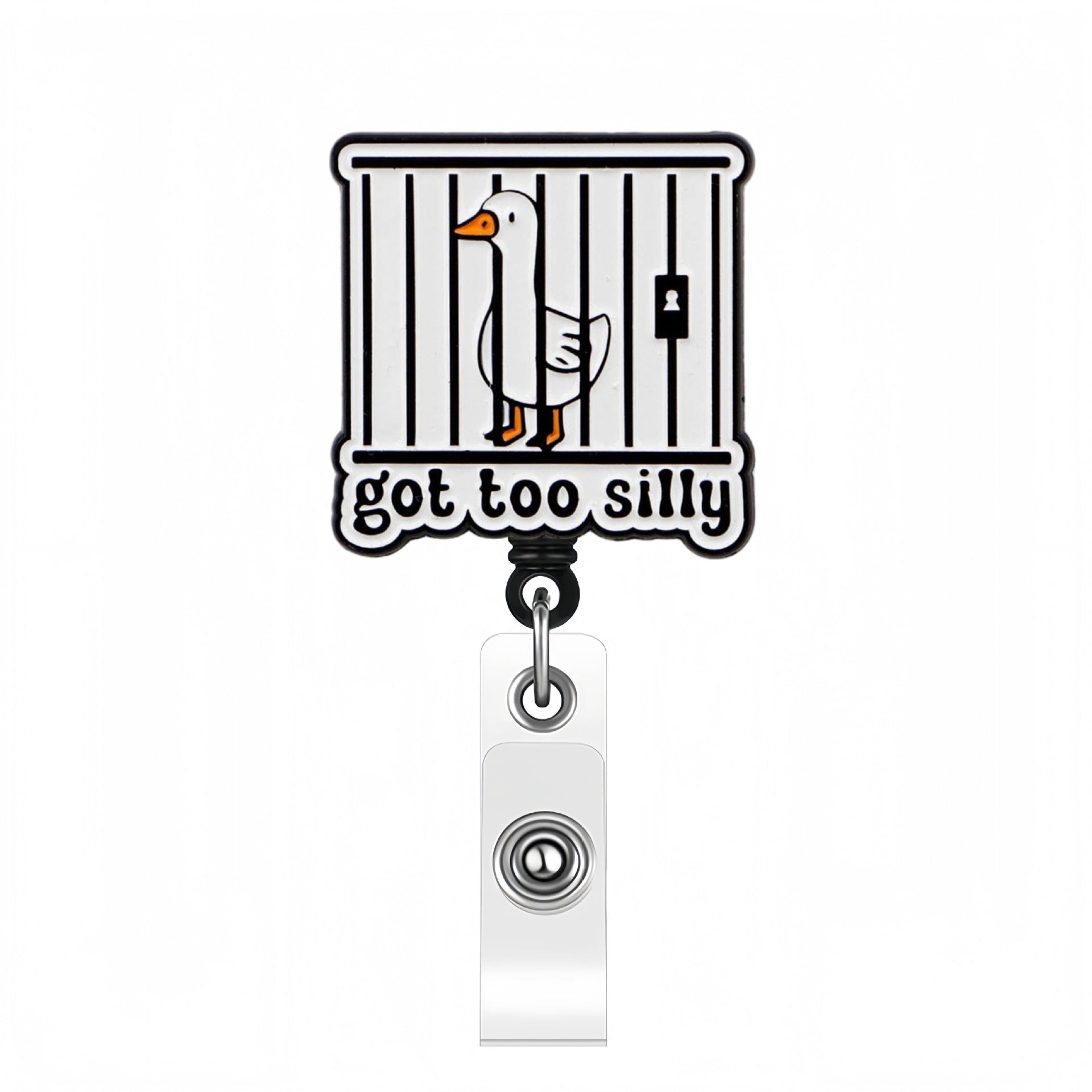 Wholesale 10pcs  Cute goose black rotating alligator clip retractable easy to pull keychain