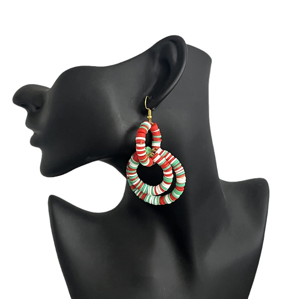 Wholesale Christmas Soft Clay Hollow Hoop Earrings