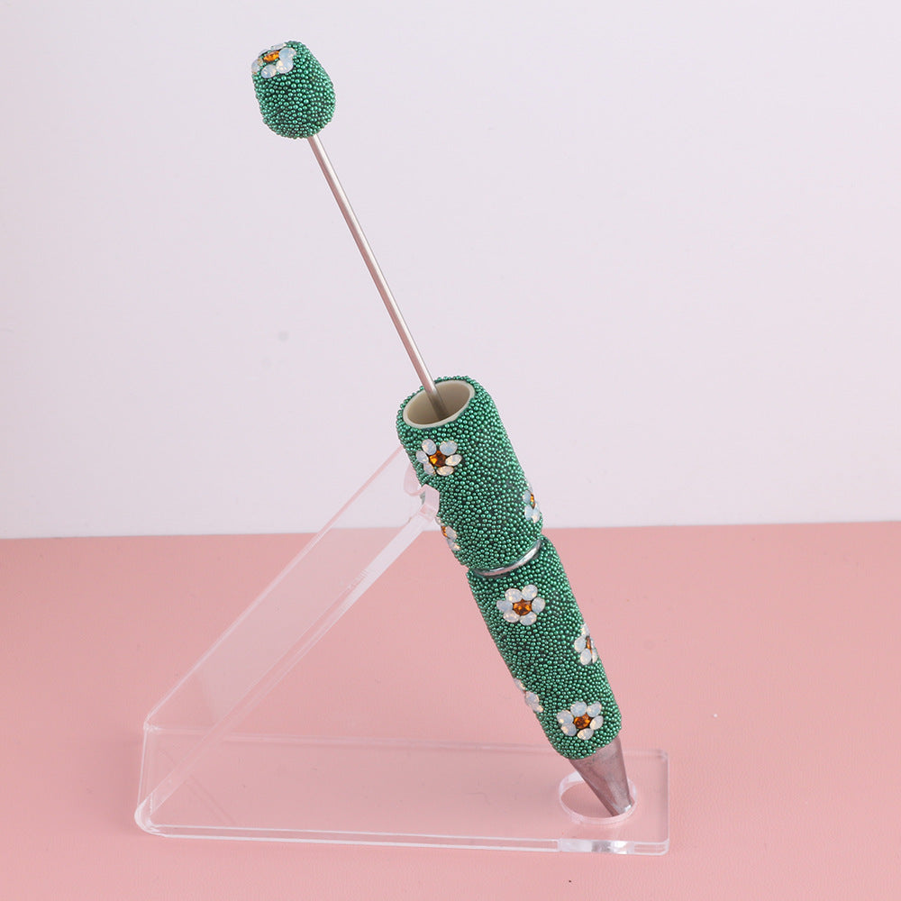 Wholesale  new creative diy beads daisy beaded pen multicolor ballpoint pen color cute cartoon pearl pen