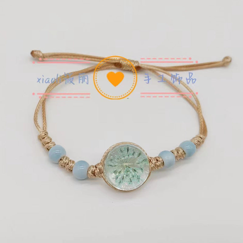 Wholesale Woven Colored Ceramic Beads Natural Real Flower Bracelet