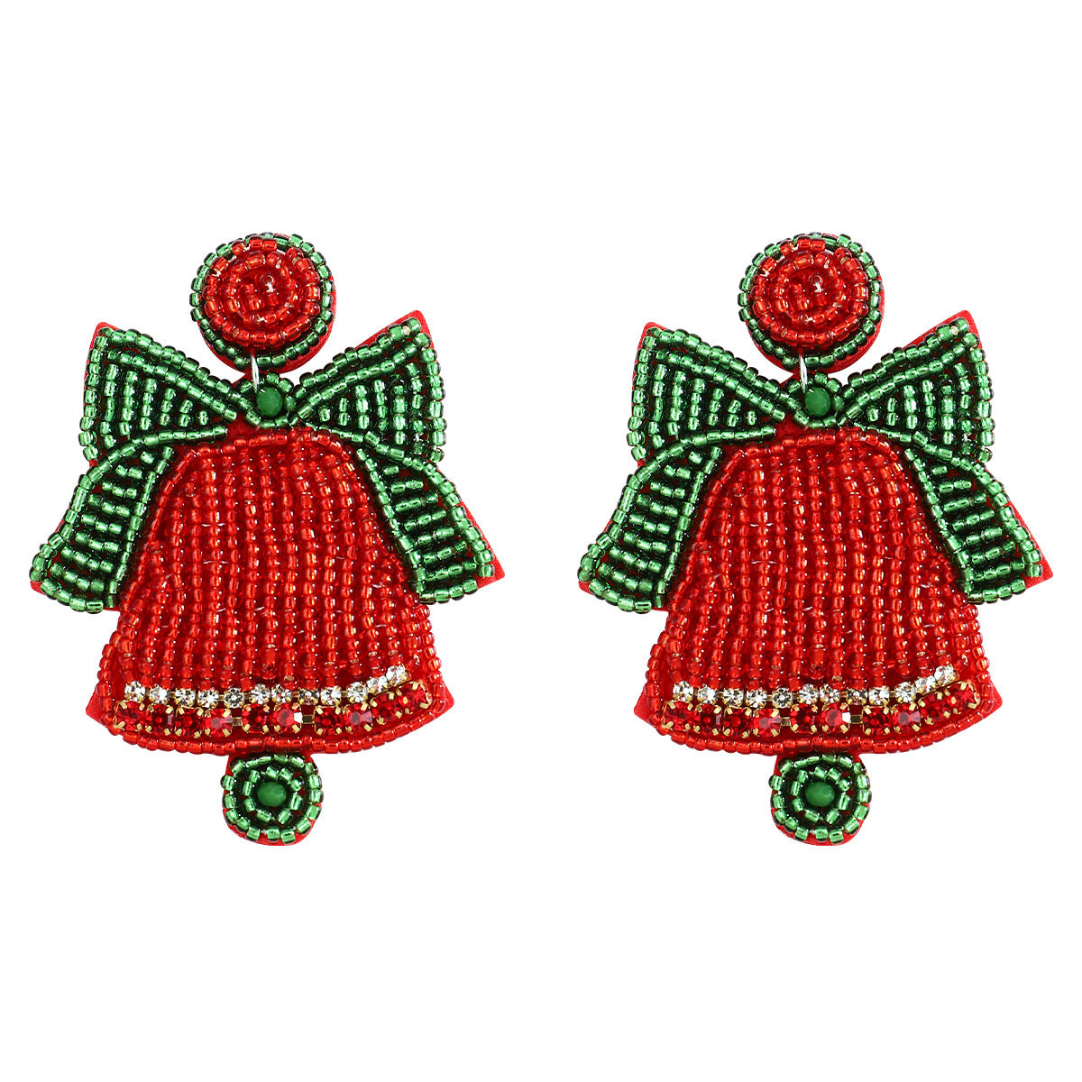 Wholesale Christmas Bells Candy Canes Sweet and Cute Rice Beads Hand-woven Earrings