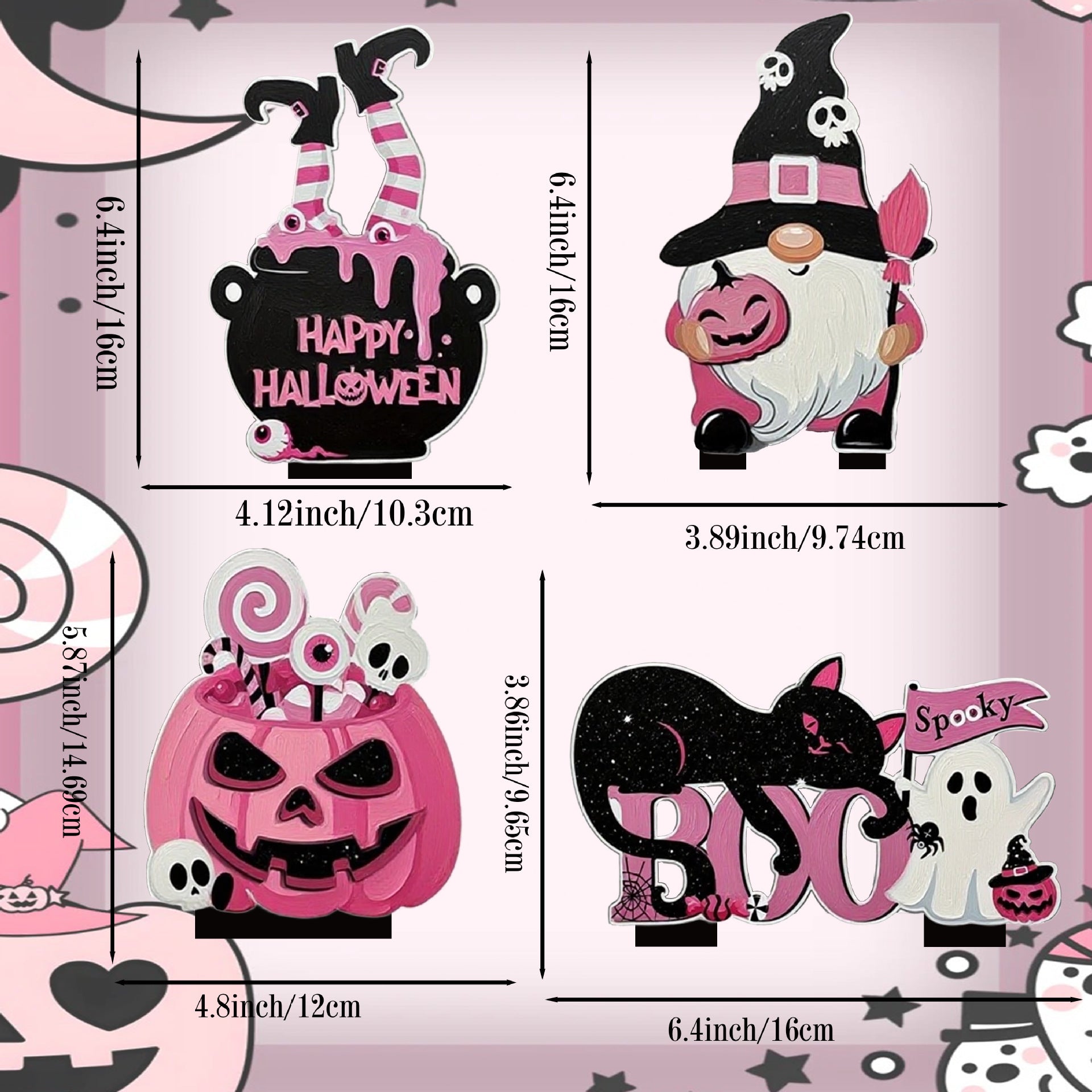 Wholesale 4pcs/pack  Pink Pumpkin Dwarf Wooden Ornaments