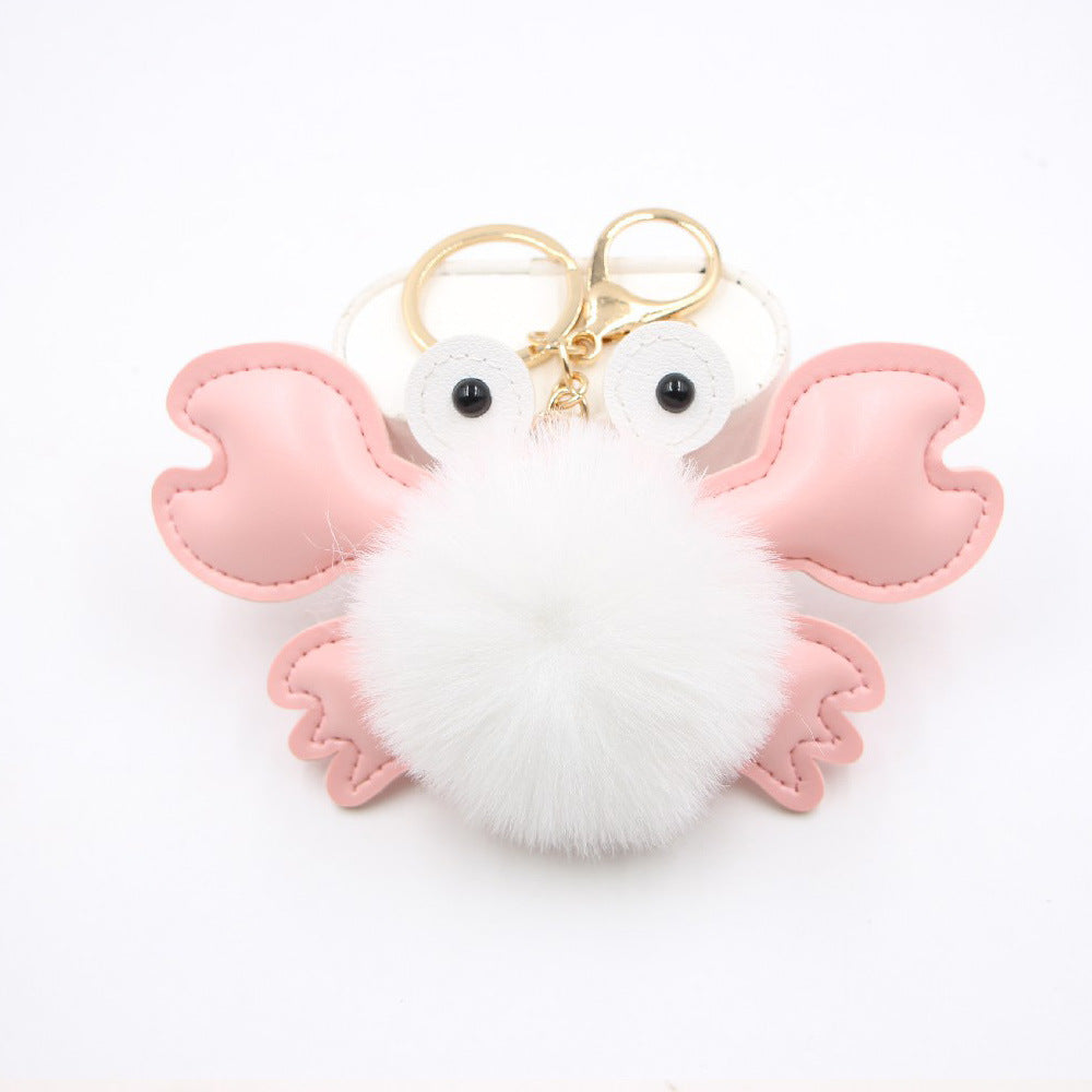 Wholesale Stylish White Leather Crab Pendant Keychain Bag Charm Decorative Gift Accessory