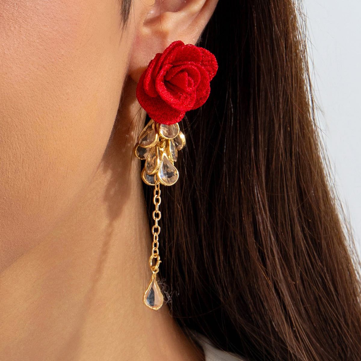 Wholesale Long tassel flower Valentine' s Day earrings